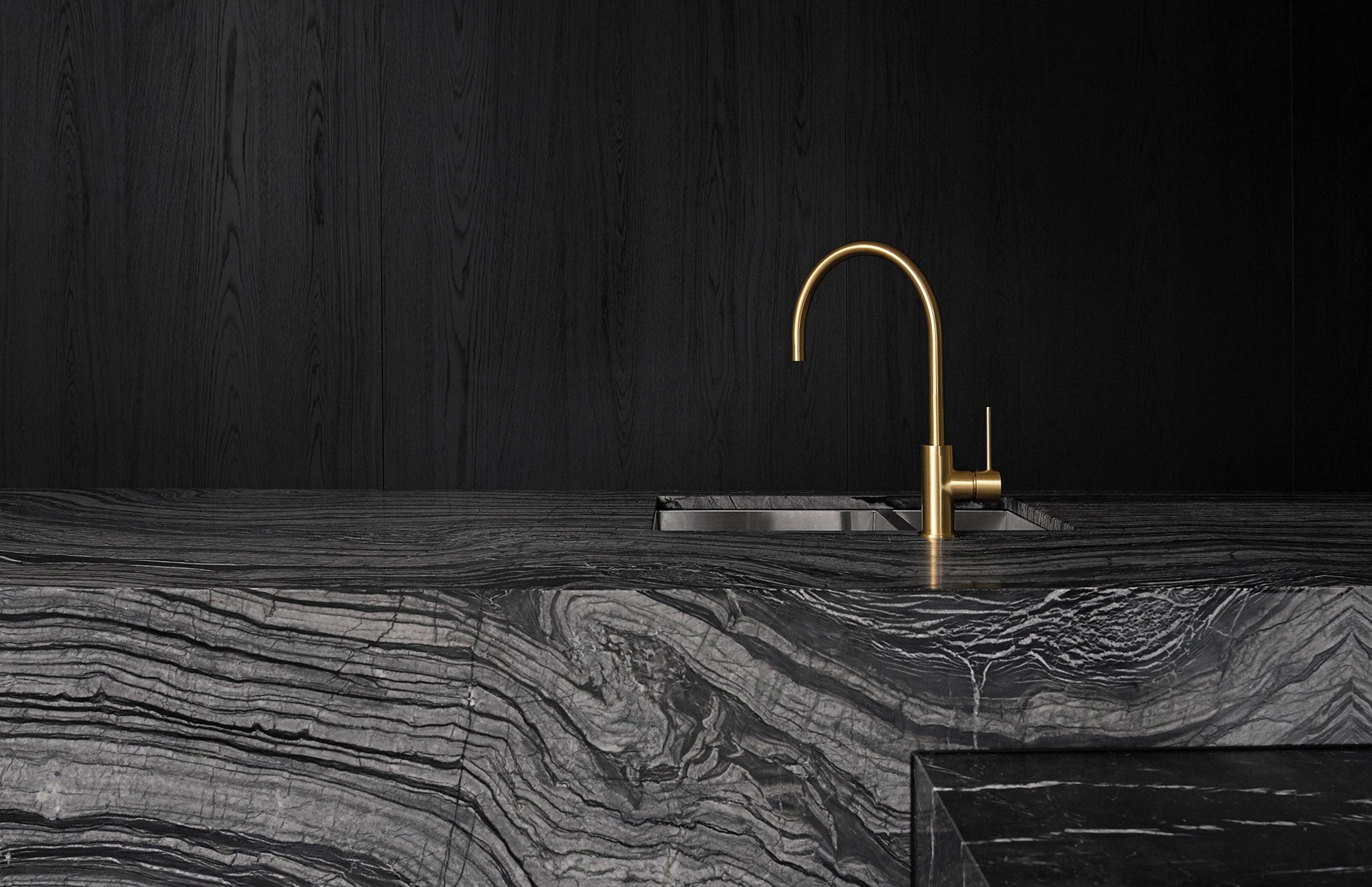 Phoenix Vivid Slimline Side Lever Sink Mixer 220mm Gooseneck Brushed Gold - Burdens Plumbing