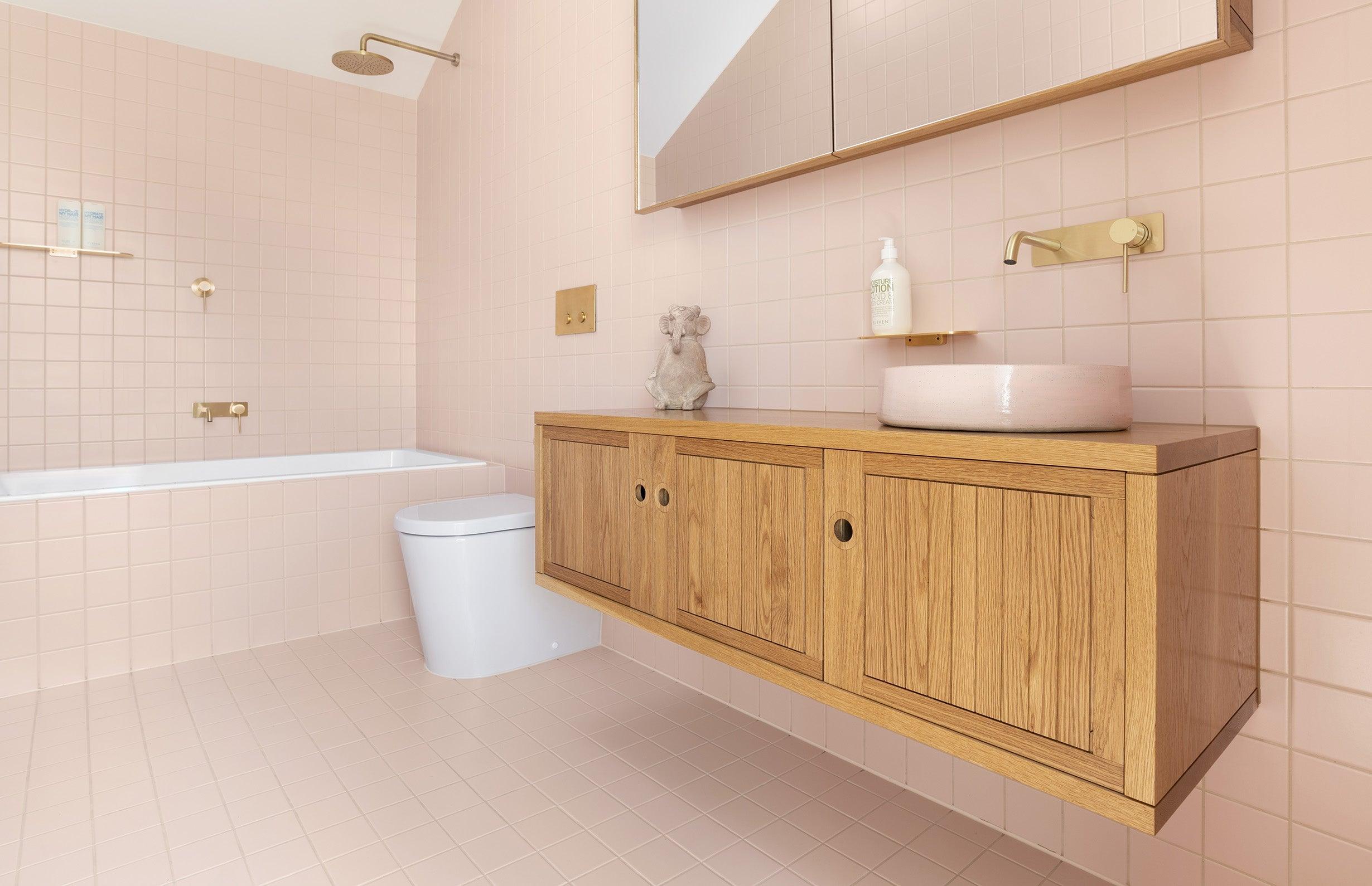 Phoenix Vivid Slimline Wall Basin Mixer Set Curved 180 Brushed Gold - Burdens Plumbing