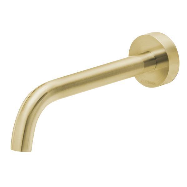 Phoenix Vivid Slimline Wall Bath Outlet 180mm Curved-Brushed Gold - Burdens Plumbing