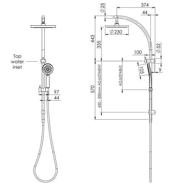 Phoenix Vivid Twin Shower-Brushed Gold - Burdens Plumbing