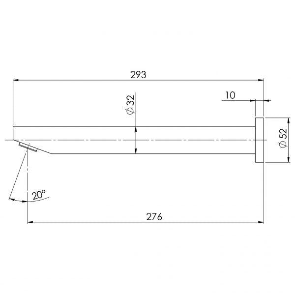 Phoenix Vivid Wall Bath Outlet 32 X 300mm Angled - Chrome - Burdens Plumbing