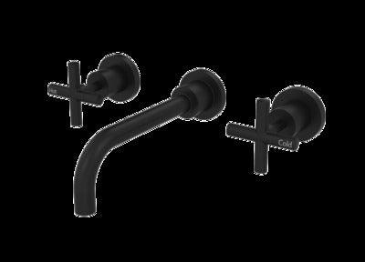 Portsea Wall Basin Set - 200mm - Matt Black (B29.152.1.34) - Burdens Plumbing