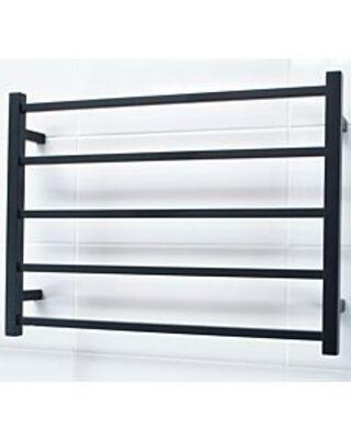 RADIANT 5 BAR HEATED TOWEL LADDER BLACK 750 X 550 RIGHT HAND - Burdens Plumbing