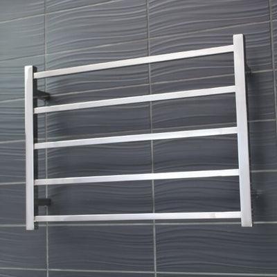 RADIANT 5 BAR SQ HEATED RAIL 750 X 550 POLISHED S/S LEFT HAND - Burdens Plumbing