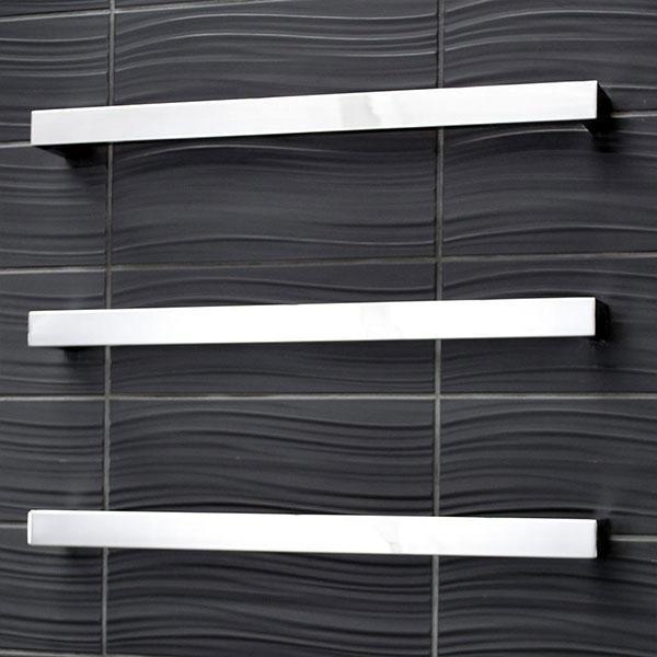 RADIANT HEATED SINGLE TOWEL RAIL 650 X 80 MIRROR POL S/S - Burdens Plumbing