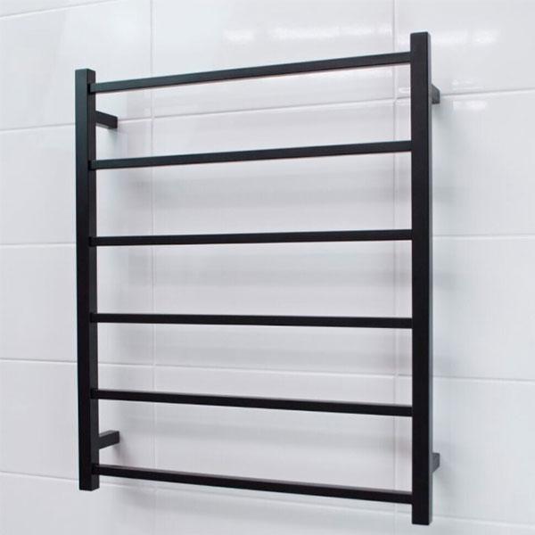 Radiant Square 6 Bar Non-Heated Rail 700mmx830mm Matte Black - Burdens Plumbing