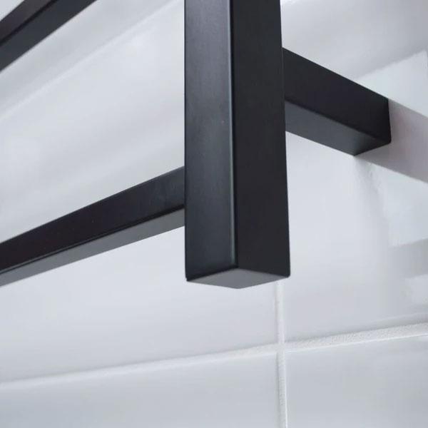 Radiant Square 6 Bar Non-Heated Rail 700mmx830mm Matte Black - Burdens Plumbing