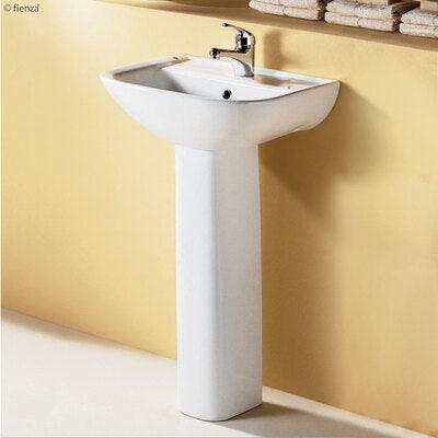 RAK LARA 500 WALL BASIN WITH PEDESTAL 510X405MM 1TH WHITE - Burdens Plumbing