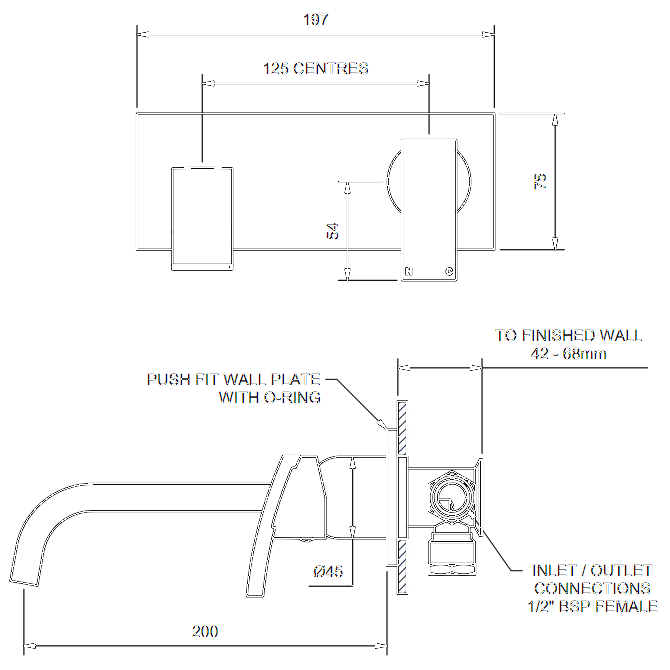 Ram Aviad Horizontal Wall Mixer Set 200mm - Burdens Plumbing