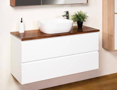 RF BELLA 600MM VANITY WALL HUNG WOODGRAIN WITH CAESERSTONE TOP INC BASIN - Burdens Plumbing