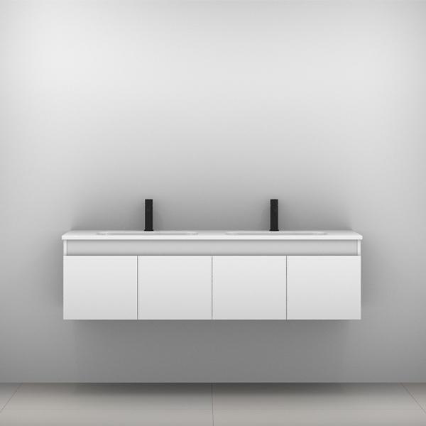 ROCKFORD VANITY 1500MM DOUBLE BOWL HAVEN TOP WALL HUNG(TIMBERLN P#:RD152HW) - Burdens Plumbing