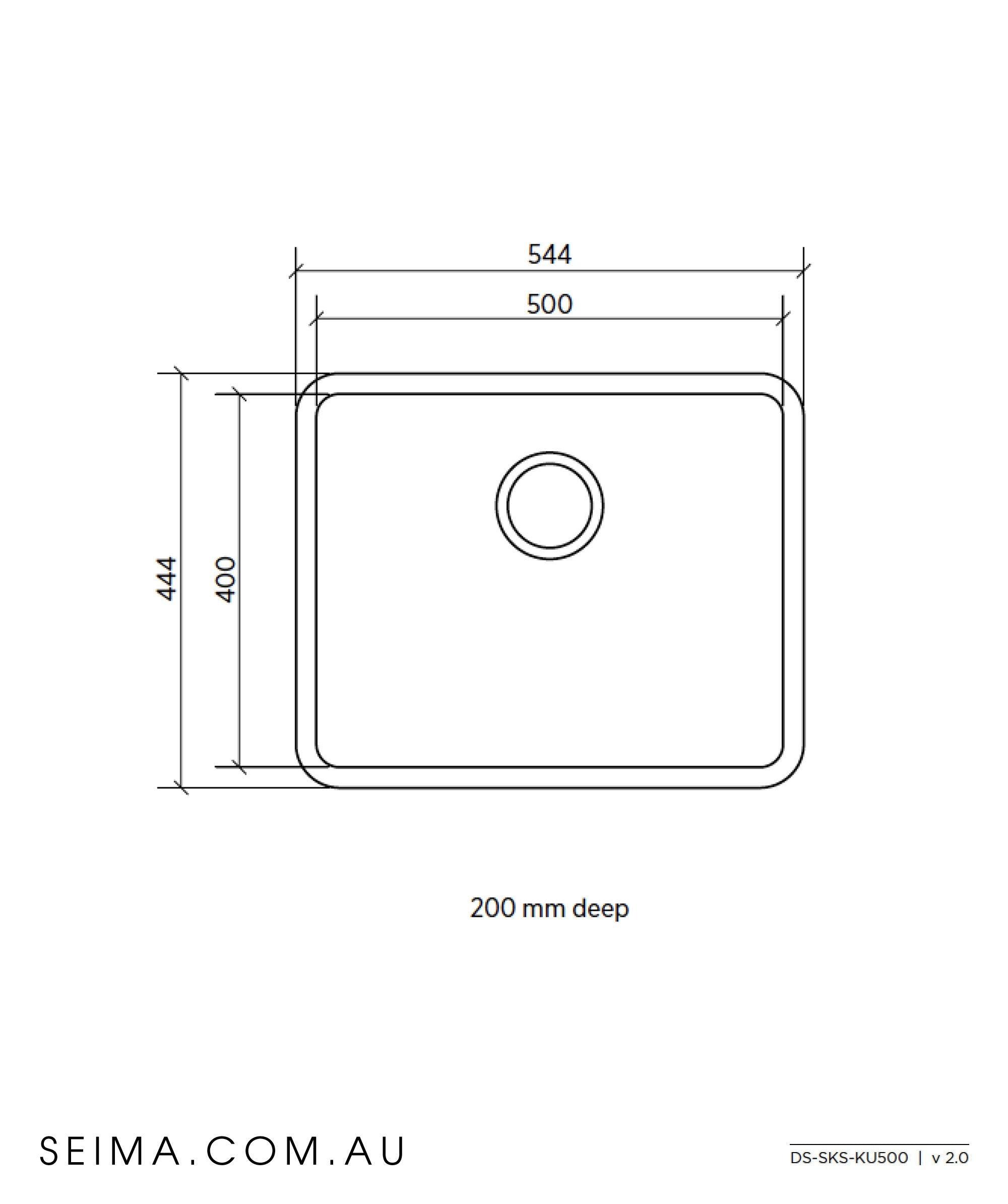 Seima Kubic S/S Sink 1B Inner500X400 - Burdens Plumbing