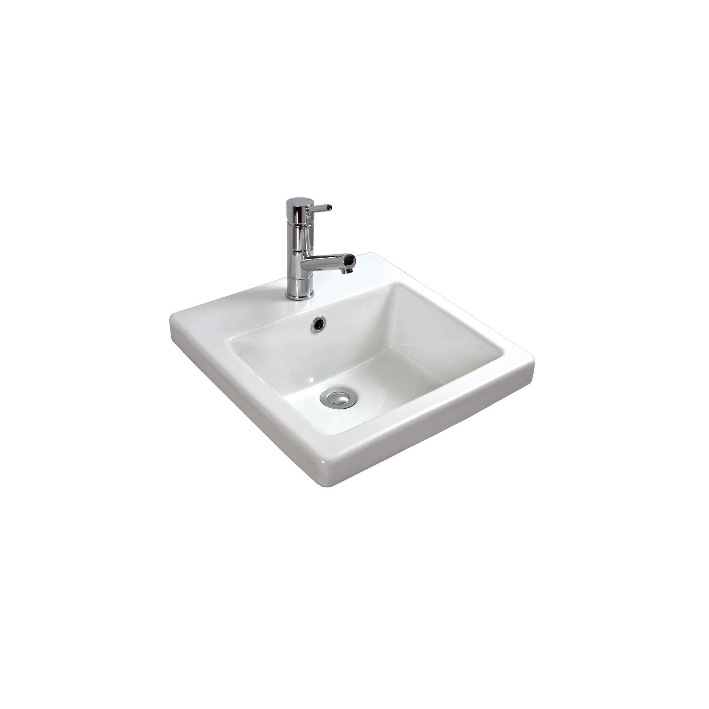 Seima Kyra Above Counter Inset Basin White Sbc-017-1T 430X430X50 - Burdens Plumbing