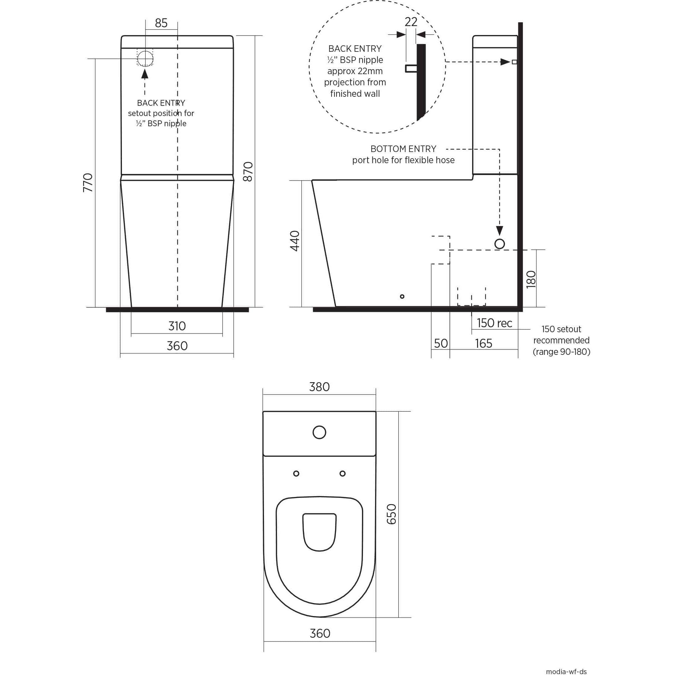 Seima Modia Wall Faced Toilet Suite - Burdens Plumbing