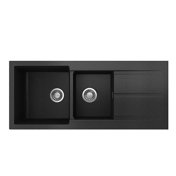 SEIMA OROS 1160 ARQSTONE SINK 1 BOWL BLACK 0 TAPHOLE 1160X500X210MM - Burdens Plumbing