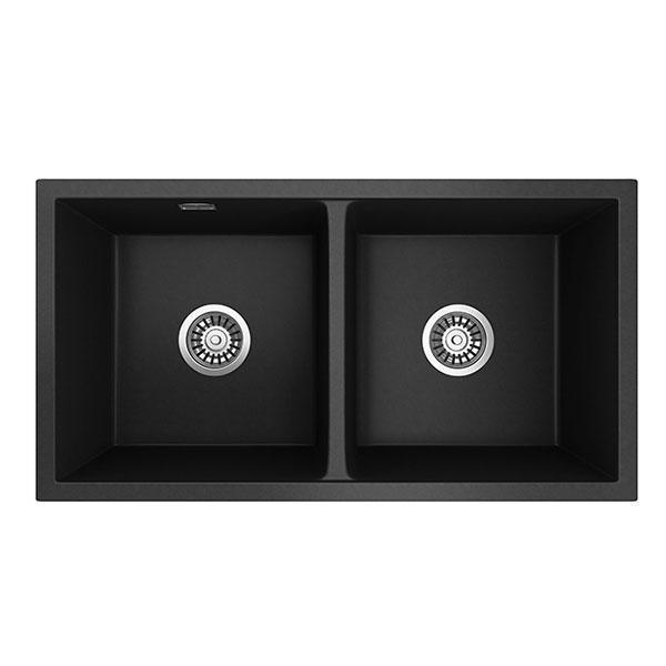 SEIMA OROS 820 ARQSTONE SINK 2 BOWL BLACK 750X440X210MM - Burdens Plumbing