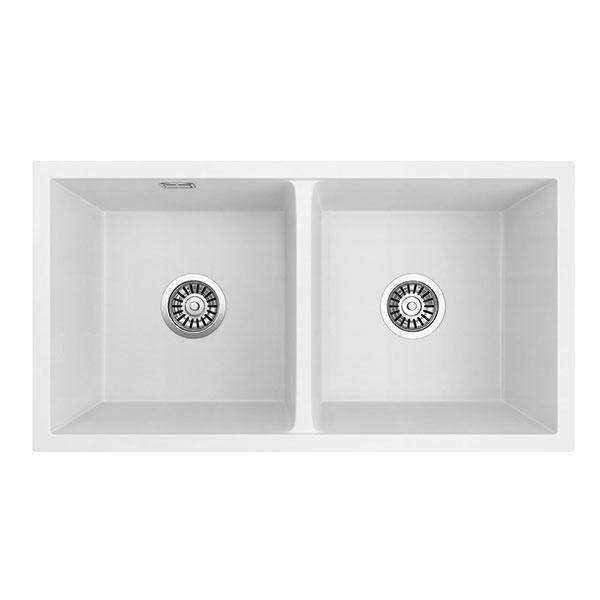 SEIMA OROS 820 ARQSTONE SINK 2 BOWL WHITE 820X440X210MM - Burdens Plumbing