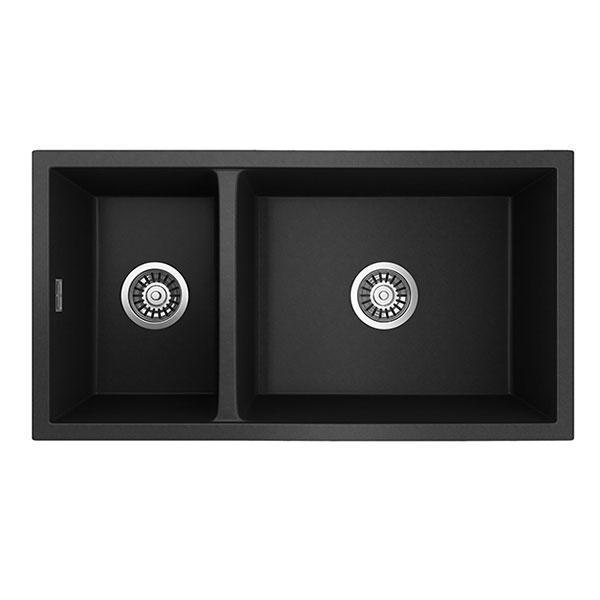 SEIMA OROS 822 ARQSTONE SINK 2 BOWL BLACK 820X440X210MM - Burdens Plumbing