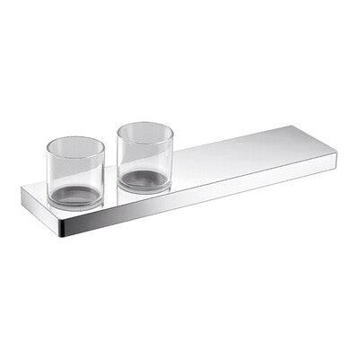 Streamline Eneo Shelf With Double Glass Holder 40Cm Matt Black - Burdens Plumbing