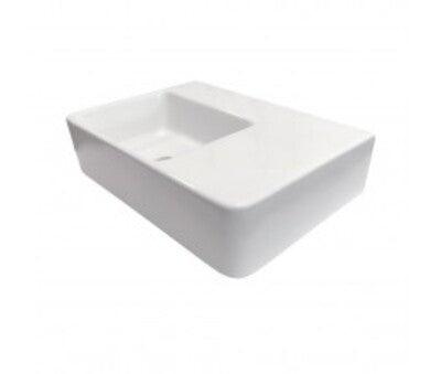 STREAMLINE ENEO WALL HUNG BASIN WOF SIDE SHELF LEFT BOWL 1 TAP HOLE - Burdens Plumbing