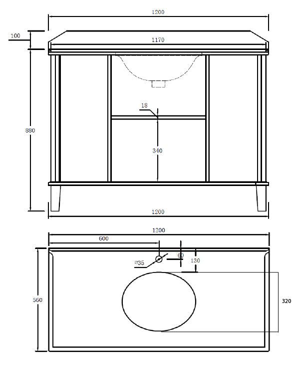 T&H COVENTRY 120 X 55 SGL BOWL SATIN WHITE VANITY REAL MARBLE TOP & U/C BASIN - Burdens Plumbing