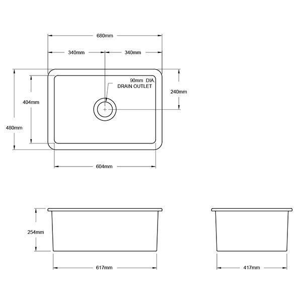 T&H CUISINE 68 X 48 INSET / UNDERMOUNT FINE FIRECLAY SINK - Burdens Plumbing