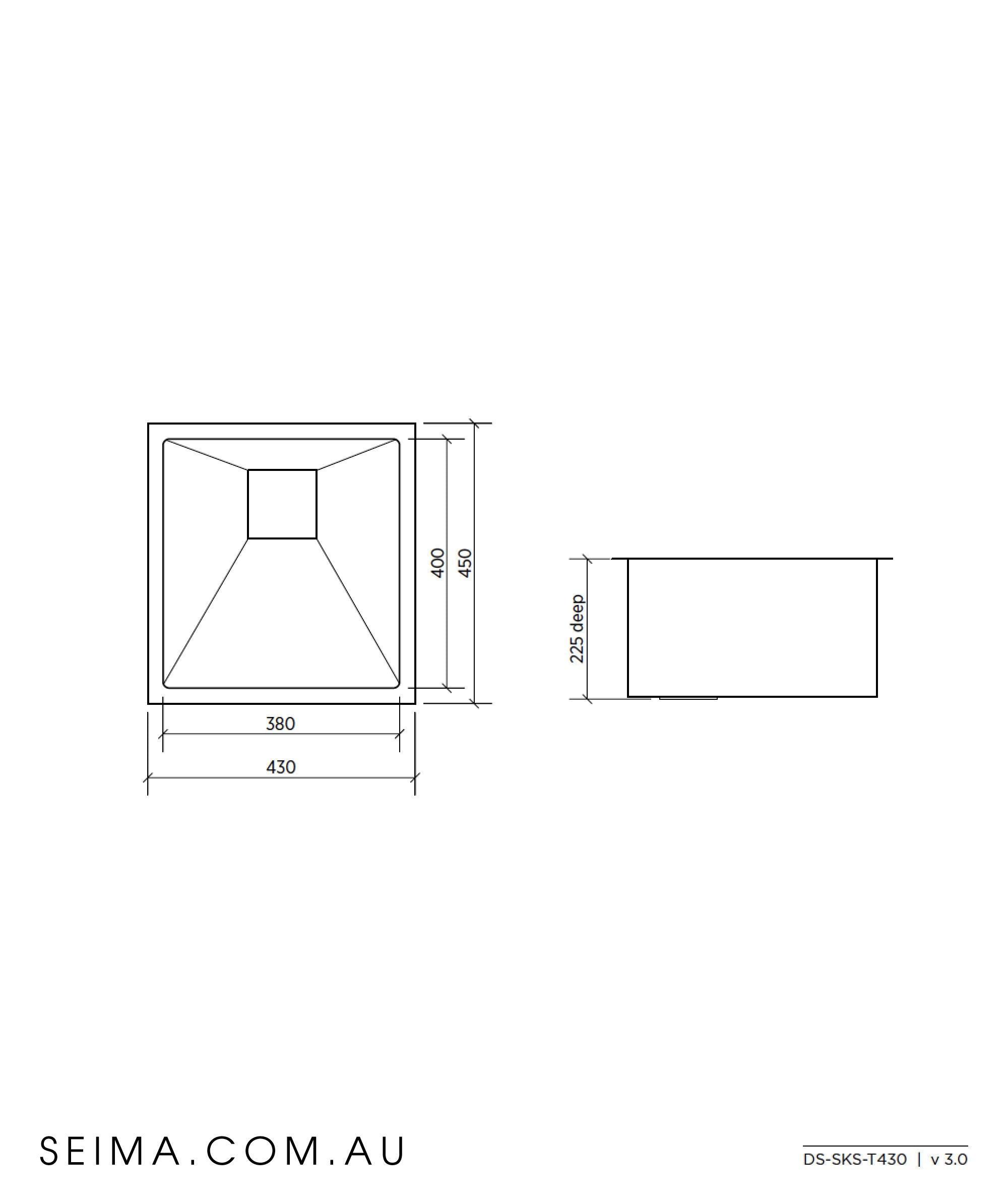 Tetra Pro S/S Sink 1B Inner380X400 By Seima(Seima P#:Sks-T430) - Burdens Plumbing
