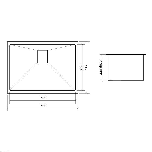 Tetra Pro S/S Sink 1B Inner740X400 By Seima(Seima P#:Sks-T790) - Burdens Plumbing