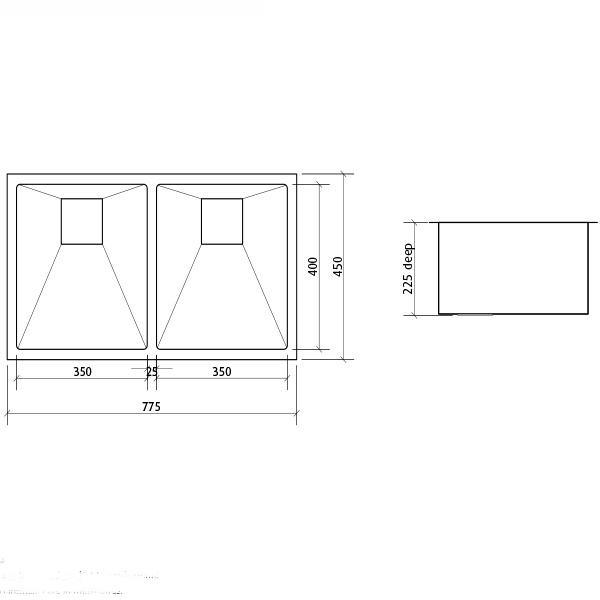 Tetra Pro S/S Sink 2B Overall775X450 By Seima(Seima P#:Sks-T775) - Burdens Plumbing