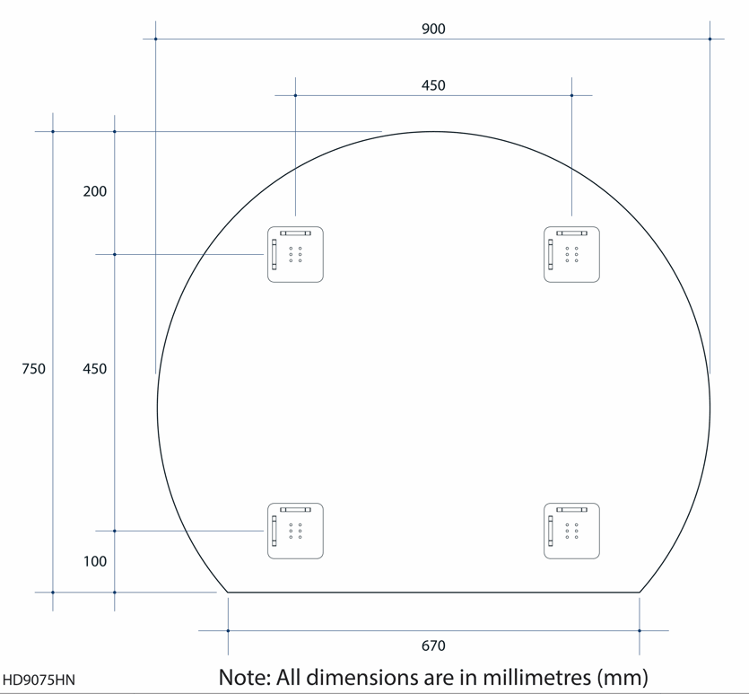 Thermogroup Hd9075Hn D-Shaped Polished Edge Mirror - Burdens Plumbing