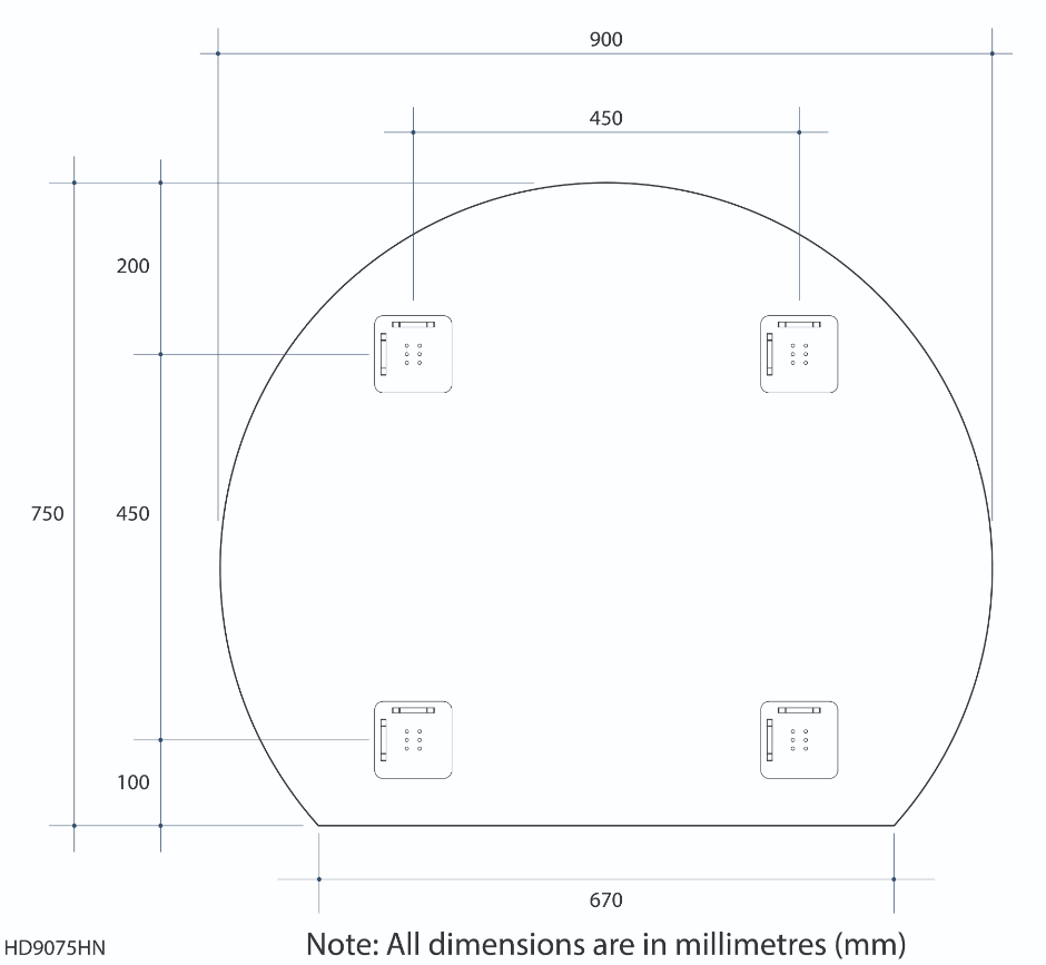 Thermogroup Hd9075Hn D-Shaped Polished Edge Mirror With Demister - Burdens Plumbing
