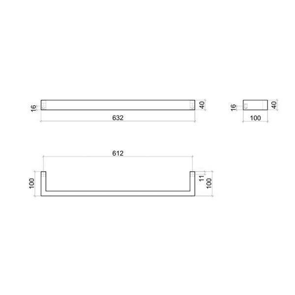 Thermogroup 12V Single Heated Towel Rail 632mm Matte Black - Burdens Plumbing