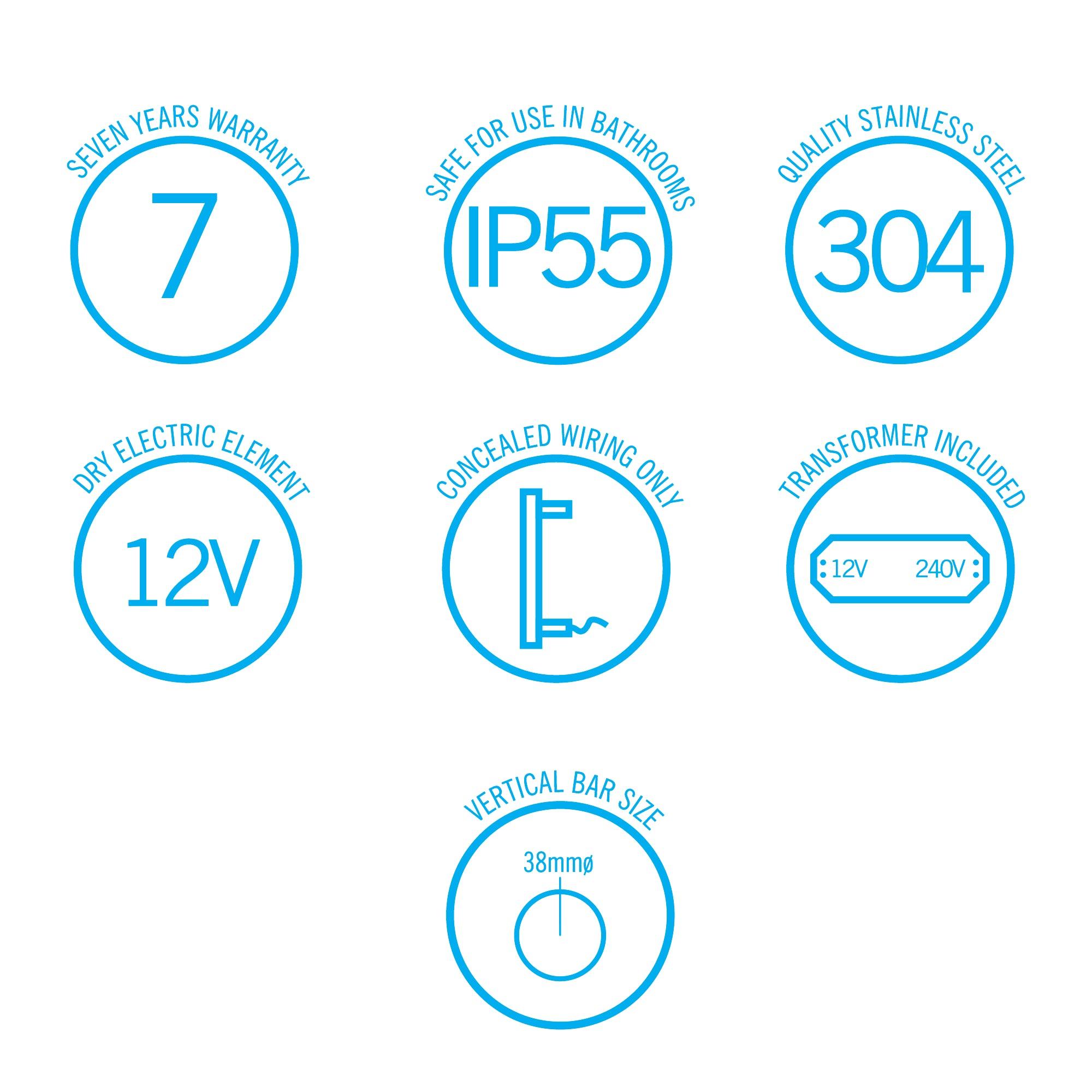 Thermogroup Straight Round Vertical Single Bar Heated Towel Rail Matte Black - Burdens Plumbing