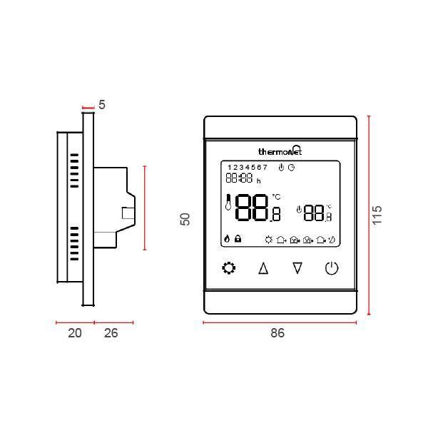 Thermogroup Thermotouch 7.6Ig Glass Programmable Thermostat - Burdens Plumbing