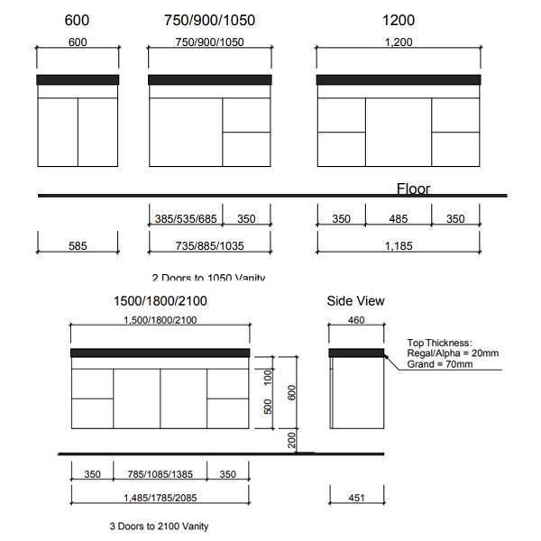 TIMBERLINE BARGO 750 W/HUNG VANITY ALPHA TOP WOODGRAIN - Burdens Plumbing