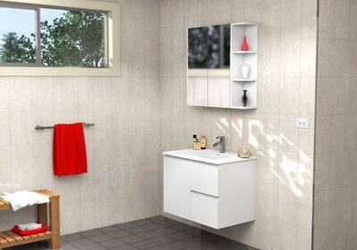 TIMBERLINE CARLO W/HUNG VANITY 750MM REGAL TOP WHITE GLOSS - Burdens Plumbing