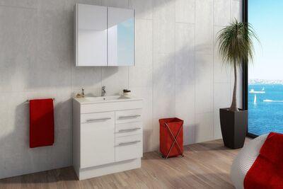 TIMBERLINE INDIANA 750 VANITY ALPHA TOP F/STANDING WHITE GLOSS - Burdens Plumbing