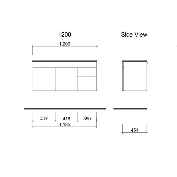 TIMBERLINE INDIANA 900 WALL HUNG VANITY WITH ALPHA TOP - Burdens Plumbing