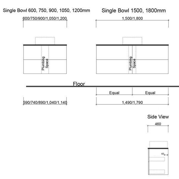 TIMBERLINE OXBOW W/H 900 VANITY 20MM SILK SURAFCE TOP LESS BASIN - Burdens Plumbing
