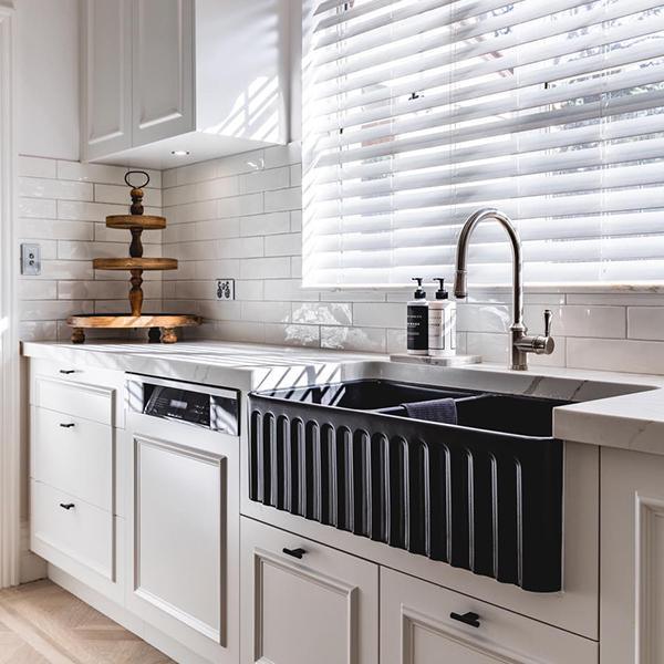 Turner Hastings Novi 85 X 46 Fine Fireclay Butler Sink - Matte Black - Burdens Plumbing