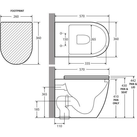 Urban II Wall-Faced Toilet Pan & Seat - Burdens Plumbing