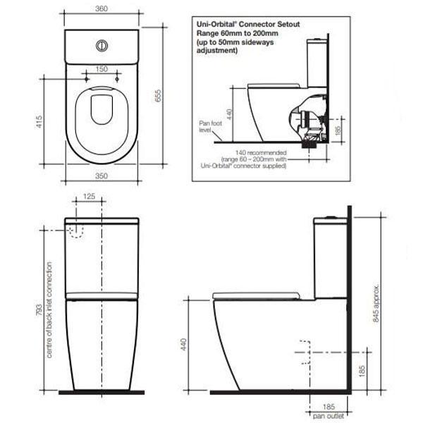 Urbane II Cleanflush® Wall Faced Close Coupled Toilet Suite (With Germgard®) - Burdens Plumbing