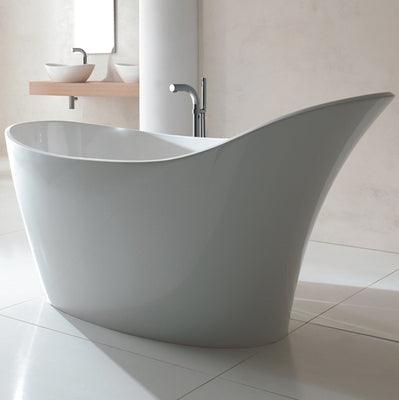 V+A AMALFI MATTE STONE FREESTANDING BATH NO OVERFLOW QUARRYCAST WHITE MATTE - Burdens Plumbing