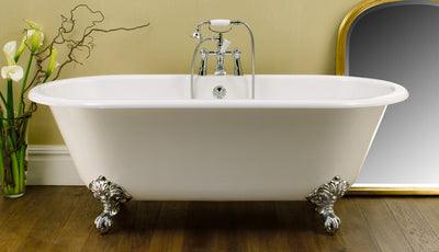 V+A CHESHIRE FREESTANDING BATH ADJUSTABLE POLISHED BRASS BALL & CLAW FEET - Burdens Plumbing