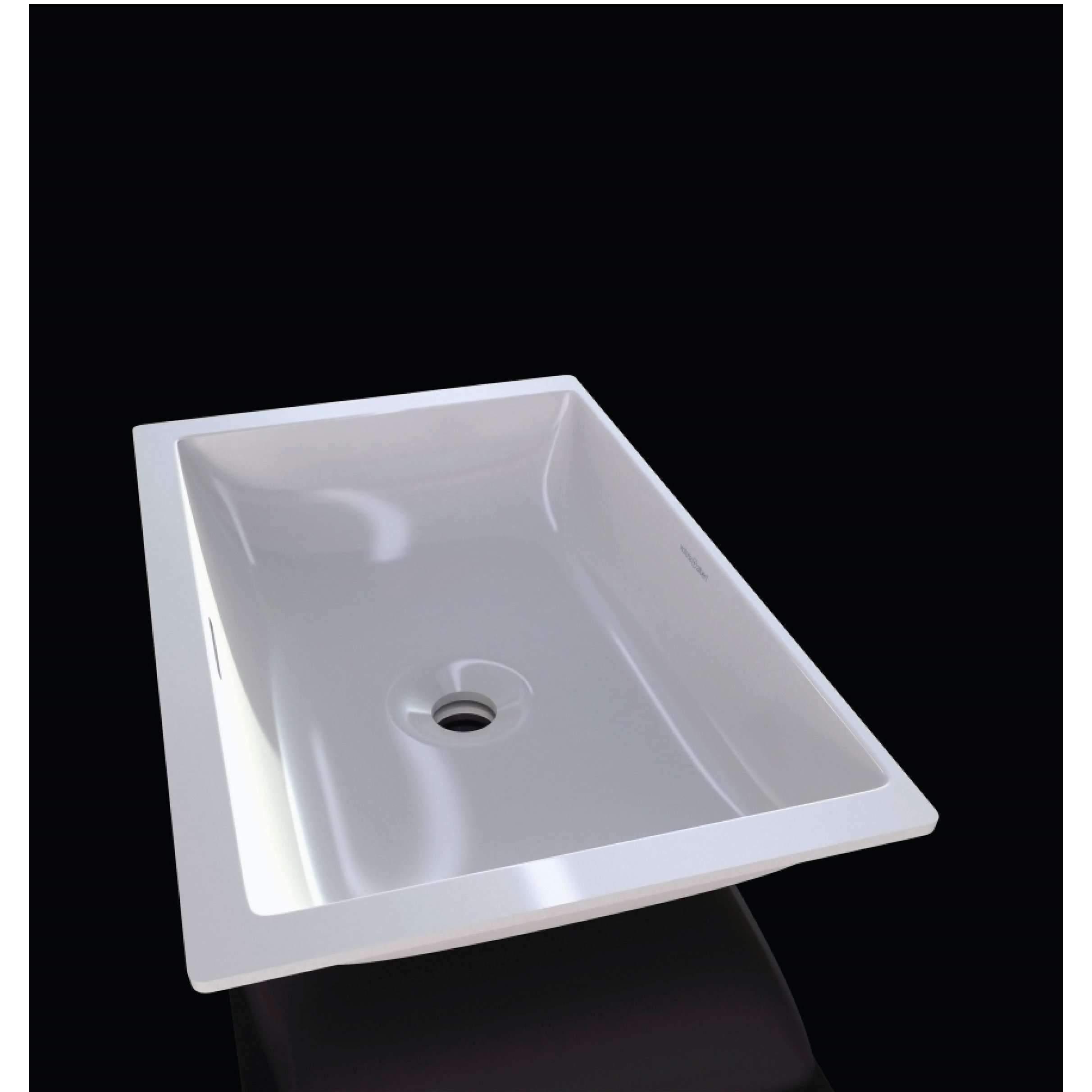 V+A Kaldera 56 Undercounter Basin With Internal Overflow Quarrycast White - Burdens Plumbing