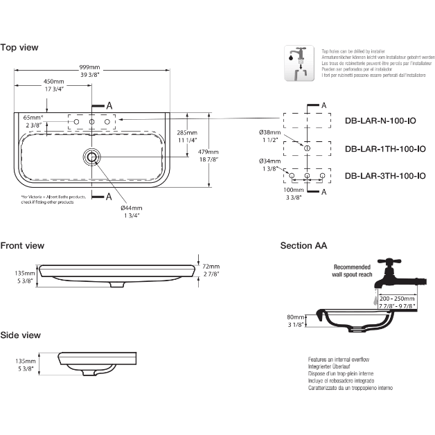 Victoria+Albert - Lario 100 Solo - Recessed Basin - White - Burdens Plumbing