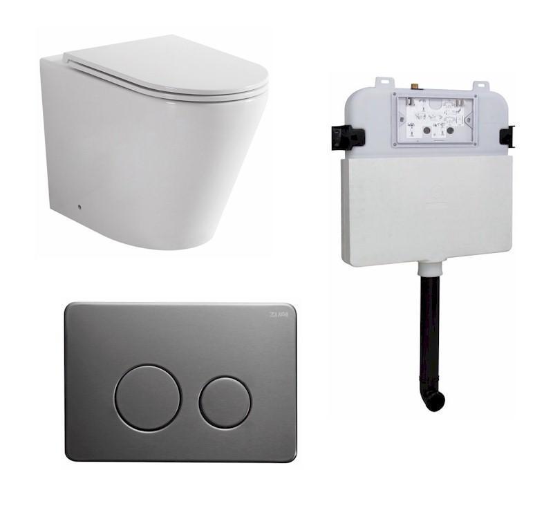 Zumi Java In-Wall Toilet Package Gun Metal Flush Plate - Burdens Plumbing