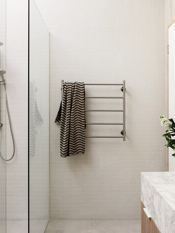 Brushed Nickel Heated Towel Ladders & Rails