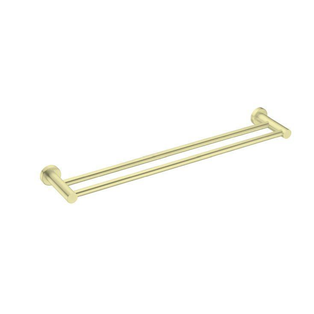 NERO MECCA DOUBLE TOWEL RAIL 800MM BRUSHED GOLD