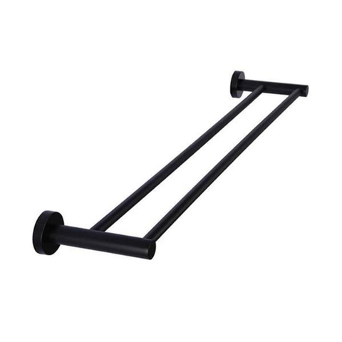 Meir Round Double Matte Black Towel Rail